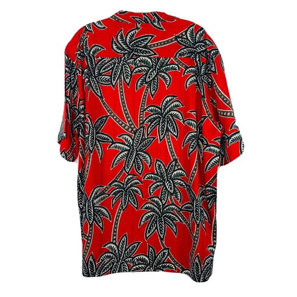 Caribbean Hawaiian Shirt Mens XL Short Sleeve Red Silk Blend Beach Cruise Vacay - Picture 2 of 12